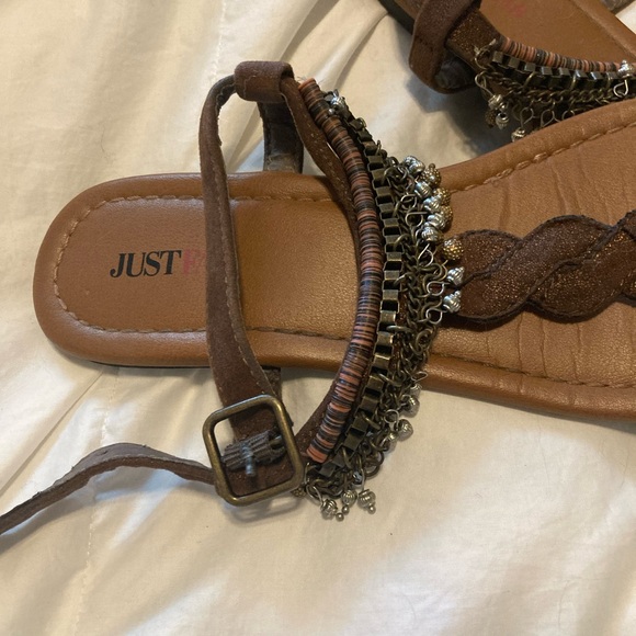 Brown Beaded Women's Sandals - Picture 2 of 3